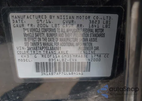 2016 Nissan Sentra S from USA, damaged, VIN 3N1AB7AP7GL684161